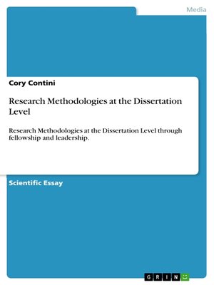 cover image of Research Methodologies at the Dissertation Level